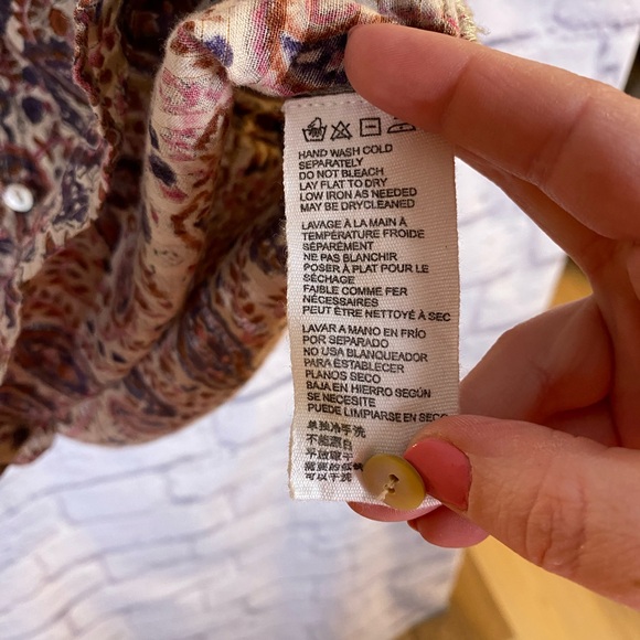 Cleobella Paisley Print Ruffle Blouse Boho Purple & Pink Size S - Picture 5 of 7